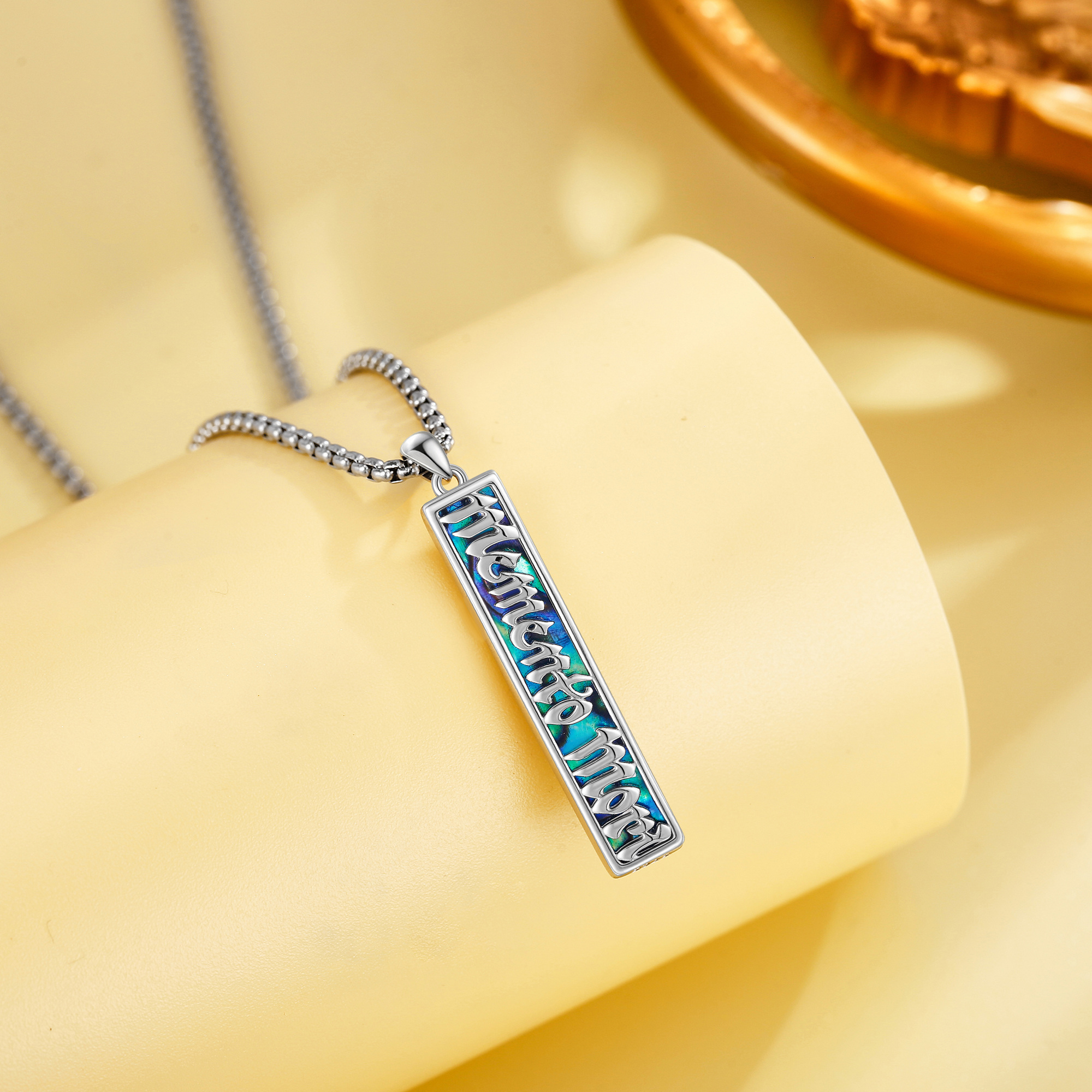925 Sterling Silver Memento Mori Necklace with Abalone Shell, Unisex