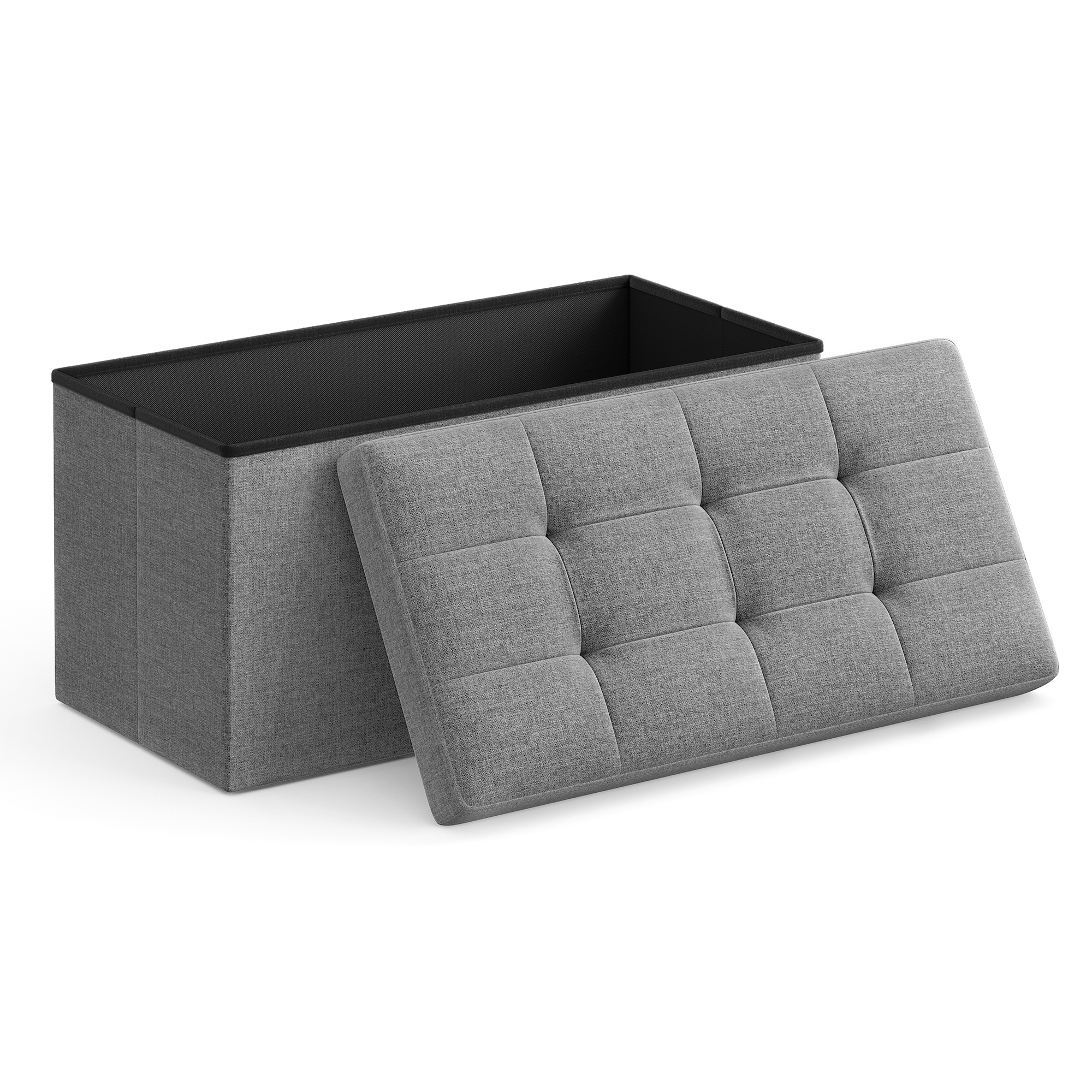E-shop Stauraumbank Faltbarer Hocker Ottoman 38 X 76 X 38cm mit bis zu 300kg Tragfähigkeit für Wohnzimmer Schlafzimmer Eingangsbereich