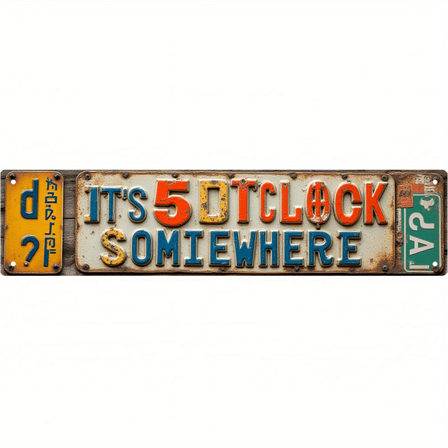 TEMU 16x4 Inch Vintage " " Metal Tin Sign - Retro Bar Wall Decor With Goblet Icon, Durable Suitable For Man Cave And Outdoor/clock Theme Decoration,
