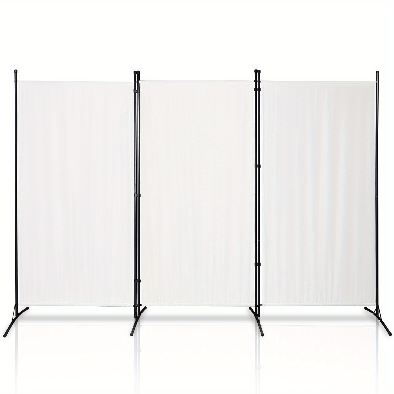 Image of 1pc Sonnewelt Modern Folding Room Divider, 260 X 180 Cm, Freestanding Privacy Screen, Polyester And Cast Iron, For Indoor/outdoor Use, No Power Needed
