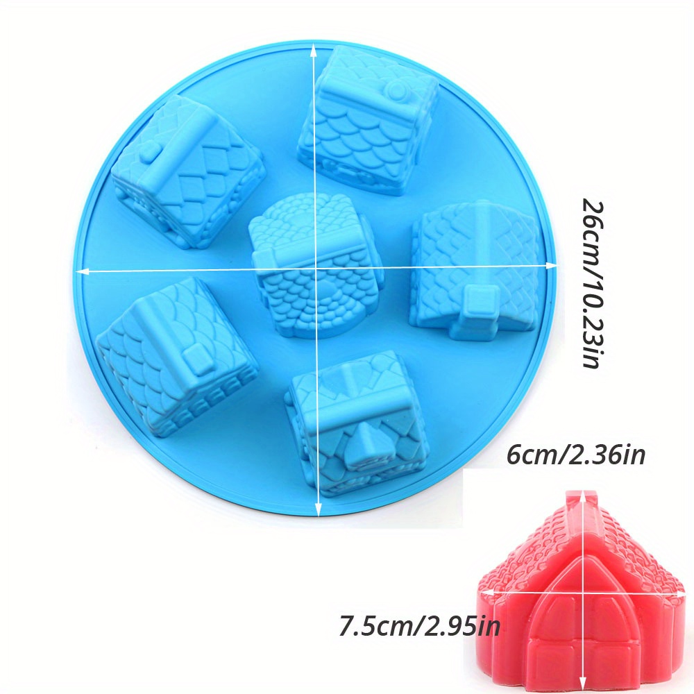 Tohuu Gingerbread House Mold Cake Mould Christmas 6-Cavity Non-Stick DIY  Bakeware 3D for Cake Decoration Cupcakes Candy Jelly Chocolate qualified 