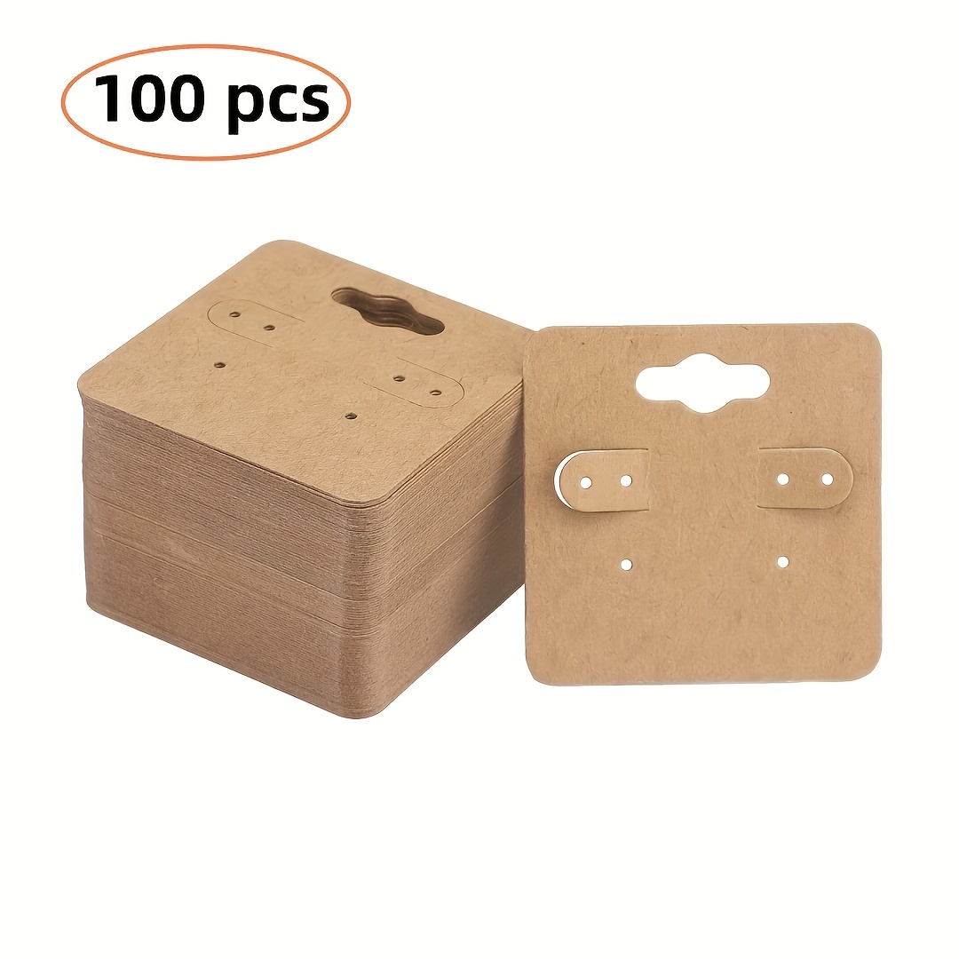 300PCS Earring Card Holder Set, 100Pcs Kraft Paper Earring Display Cards,  100 Pairs Clear Earring Backs With 100Pcs Self Adhesive Bags For Earrings  Jewelry Display