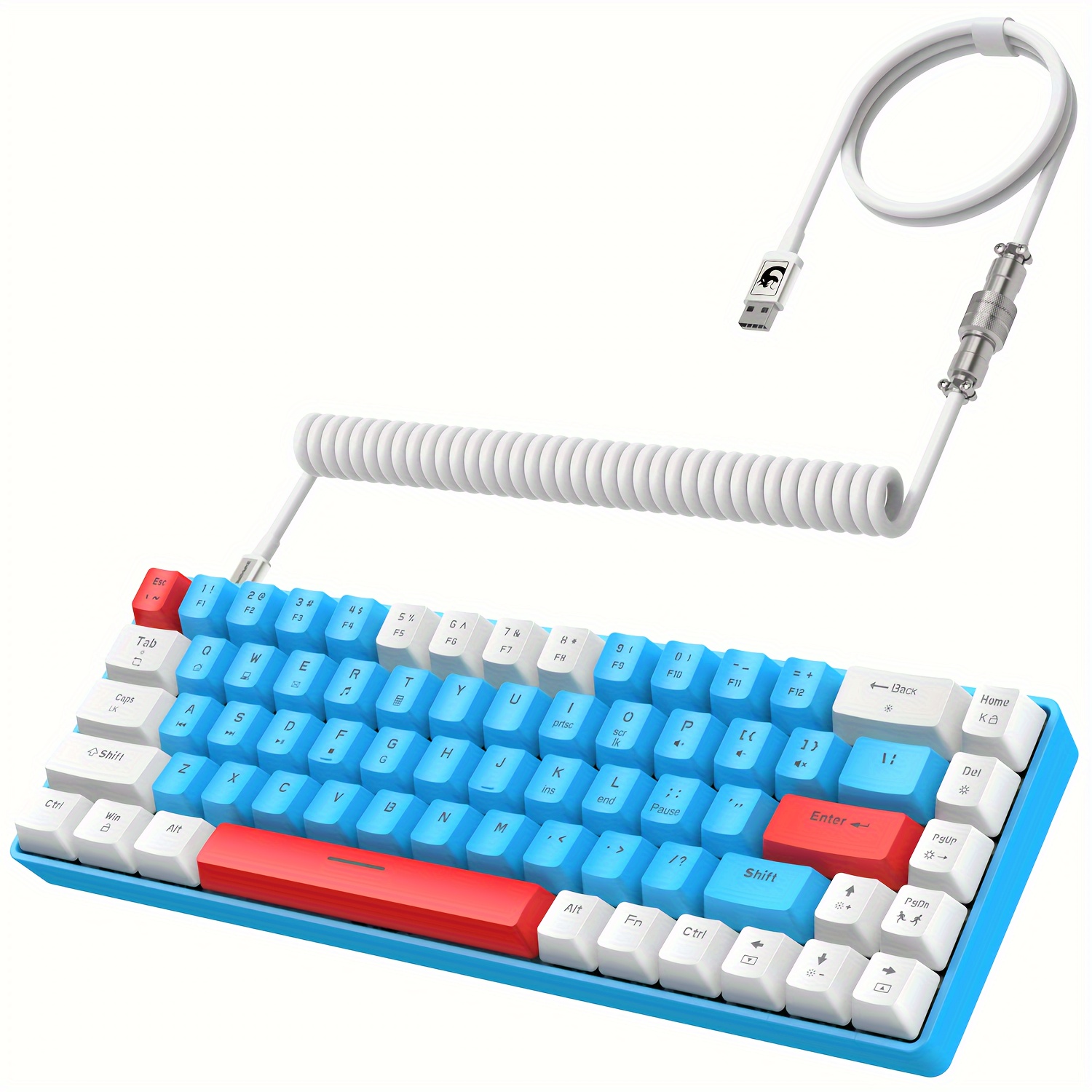 Teclado mecánico pequeño para juegos tipo C con teclas PBT Dye-subbed  teclas Rainbow RGB retroiluminado 60% diseño completo anti-fantasma 62  teclas