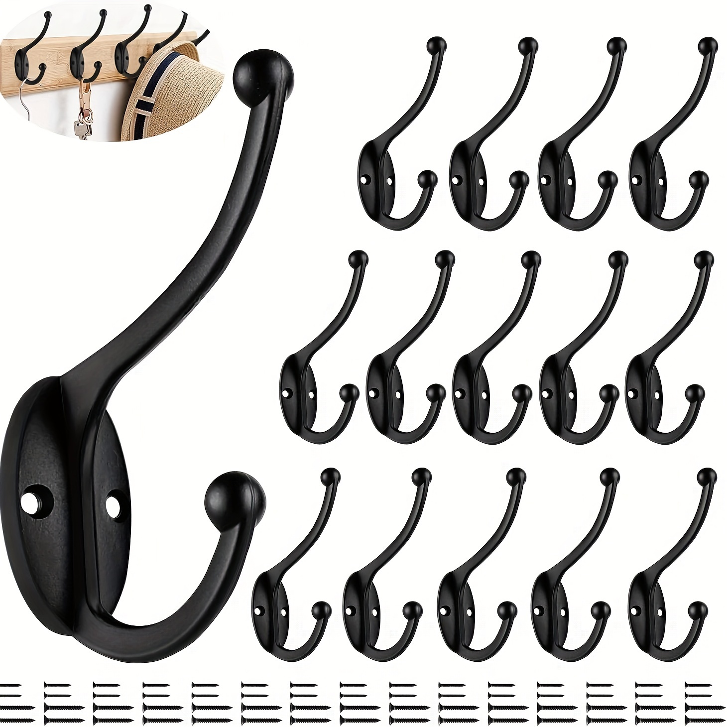 Large Adhesive Dual Hooks Wall Hooks Hanging 33 Ib Max Heavy - Temu