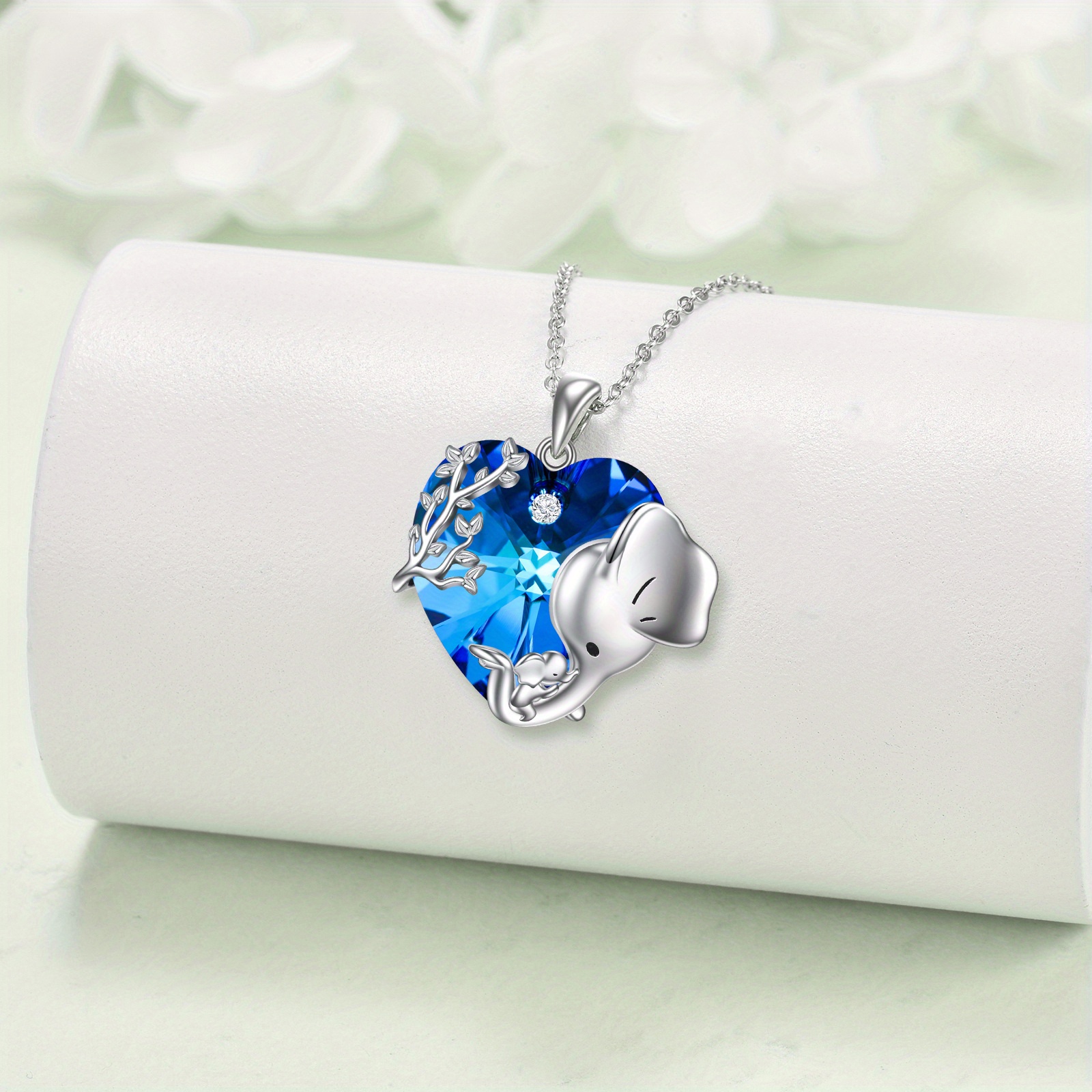 925 Sterling Silver Elephant Heart Pendant Necklace