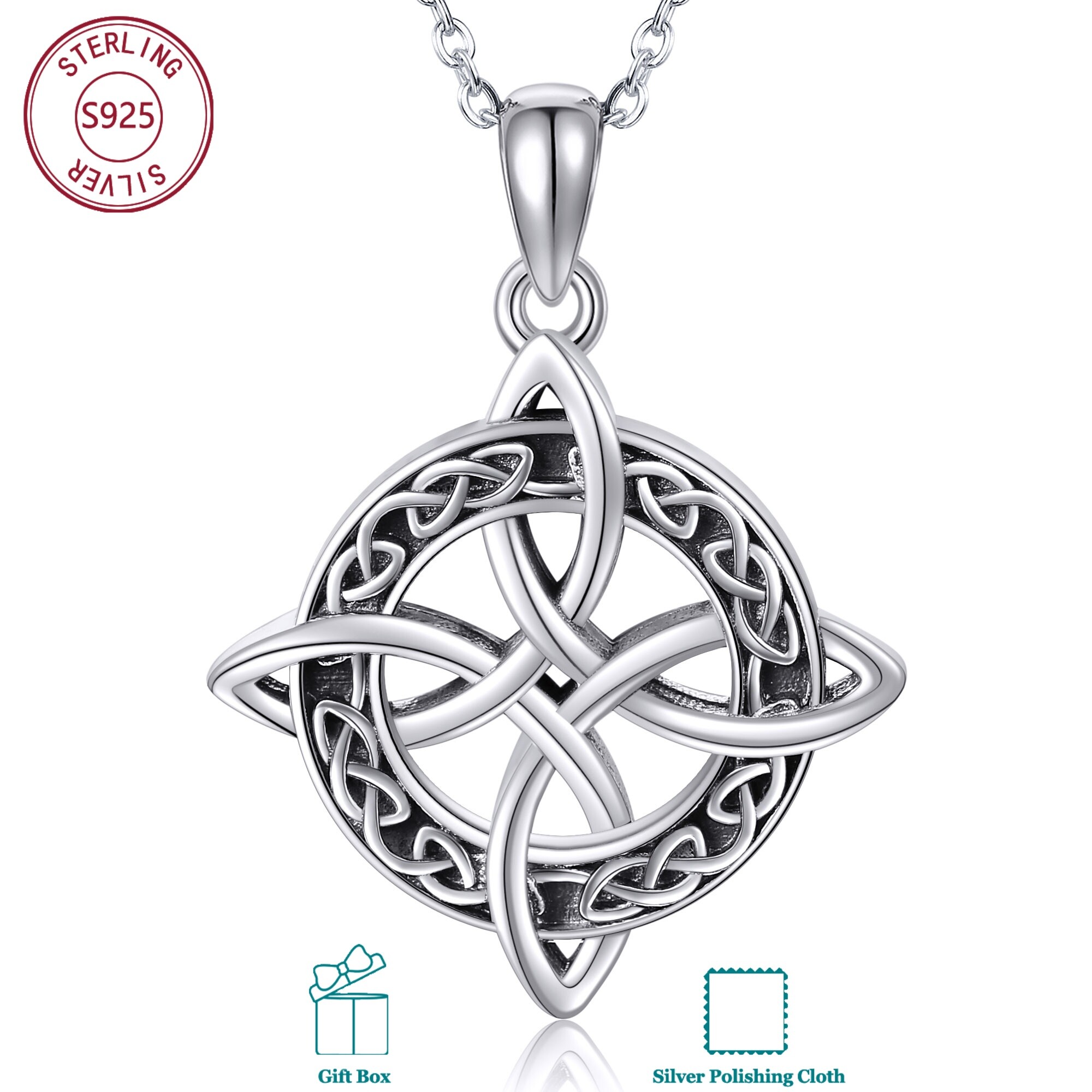 Image of 925 Sterling Silver Pendant Necklace Featuring The Witch's Knot Symbol, Designed With A Theme Of Mysterious Protection And Spells, A Gothic Style Personalized Talisman For Women To . For Halloween