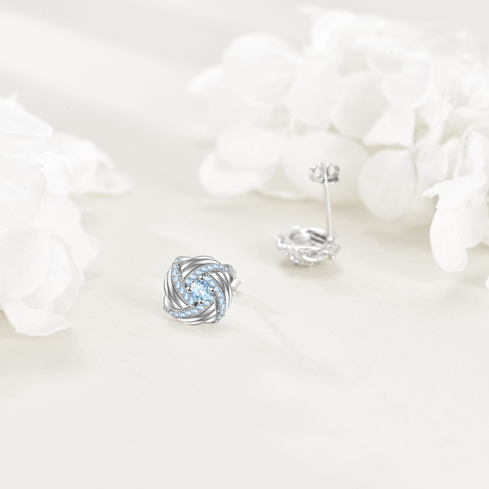 Women's Love Knot Birthstone Cubic Zirconia Stud Earrings