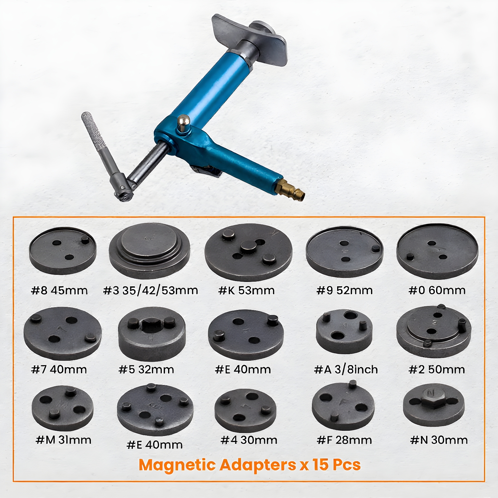 Air Assisted Pneumatic Brake Caliper Piston Rewind Tools Set