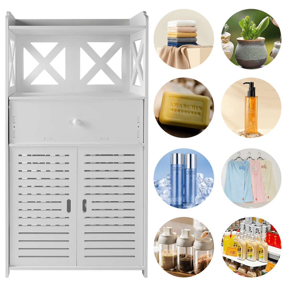TEMU A Set White Double Door Multi-story Bathroom Locker Floor Standing Cabinet Corner Unit Toilet Shelf Bathroom Porch