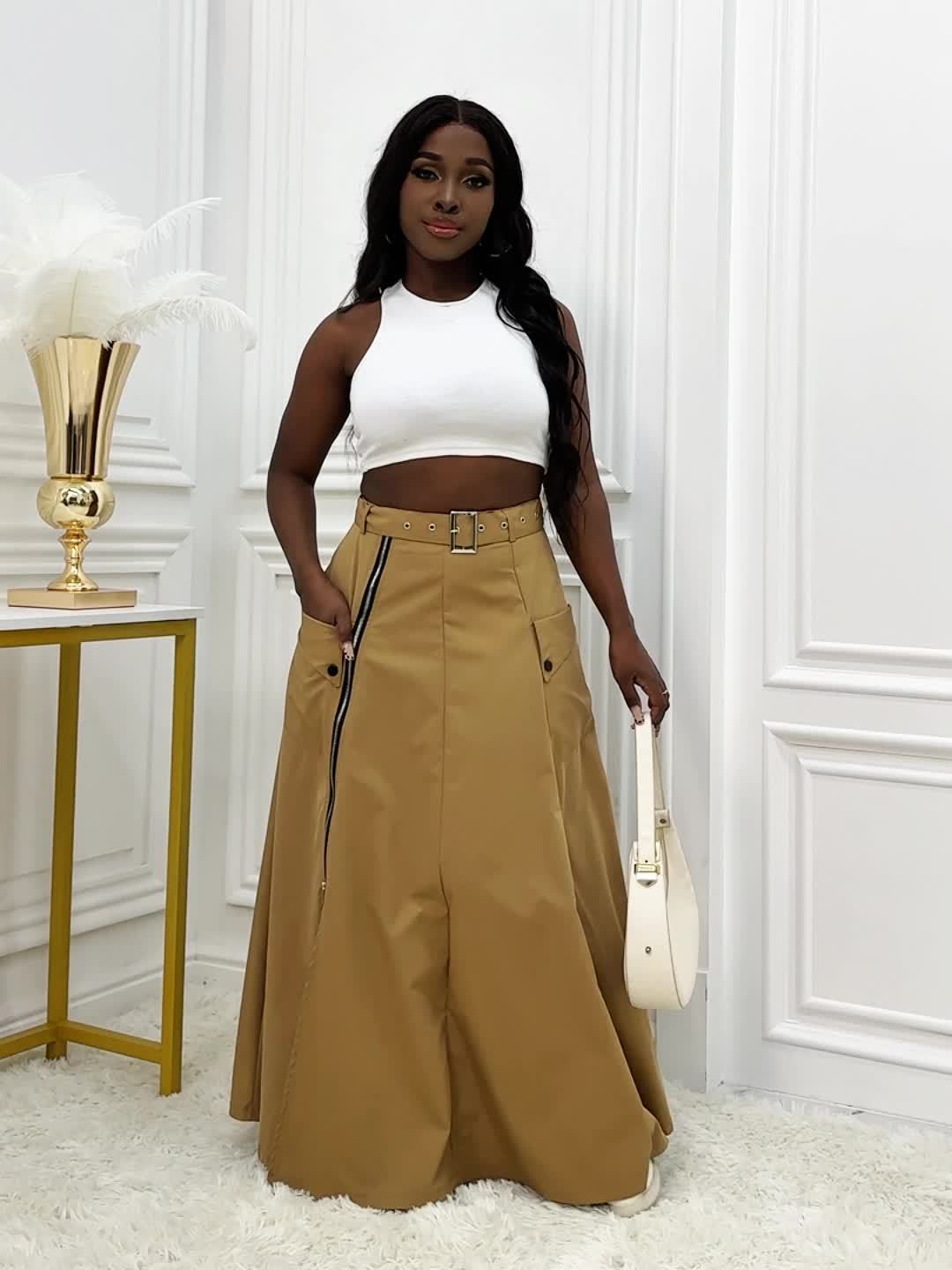 street style womens front slit zipper utility skirt fashion - Temu