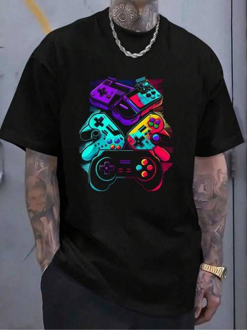 control gamer video game controller t shirt mens graphic tee casual tops fashion tshirt short sleeve t shirt
