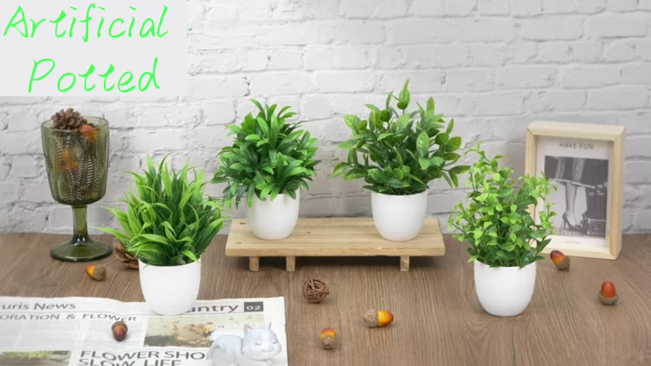 Artificial Potted Flowers Fake Potted Plants Plastic Faux Flowers for Home  Decor Indoor Small Artificial Plants in Pots for Wedding Home Desk Tabletop