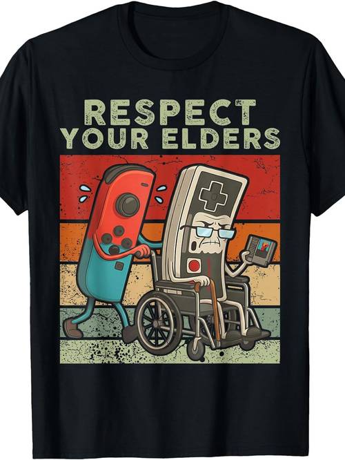 retro gaming funny t shirt your elders casual comfortable crew neck heat transfer print vintage for fashion enthusiasts