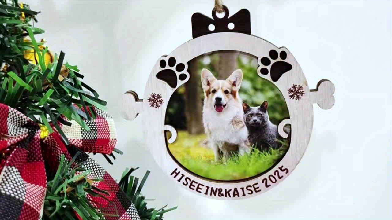 Personalized Double-Layer Wooden Round Pet Memorial Pendant