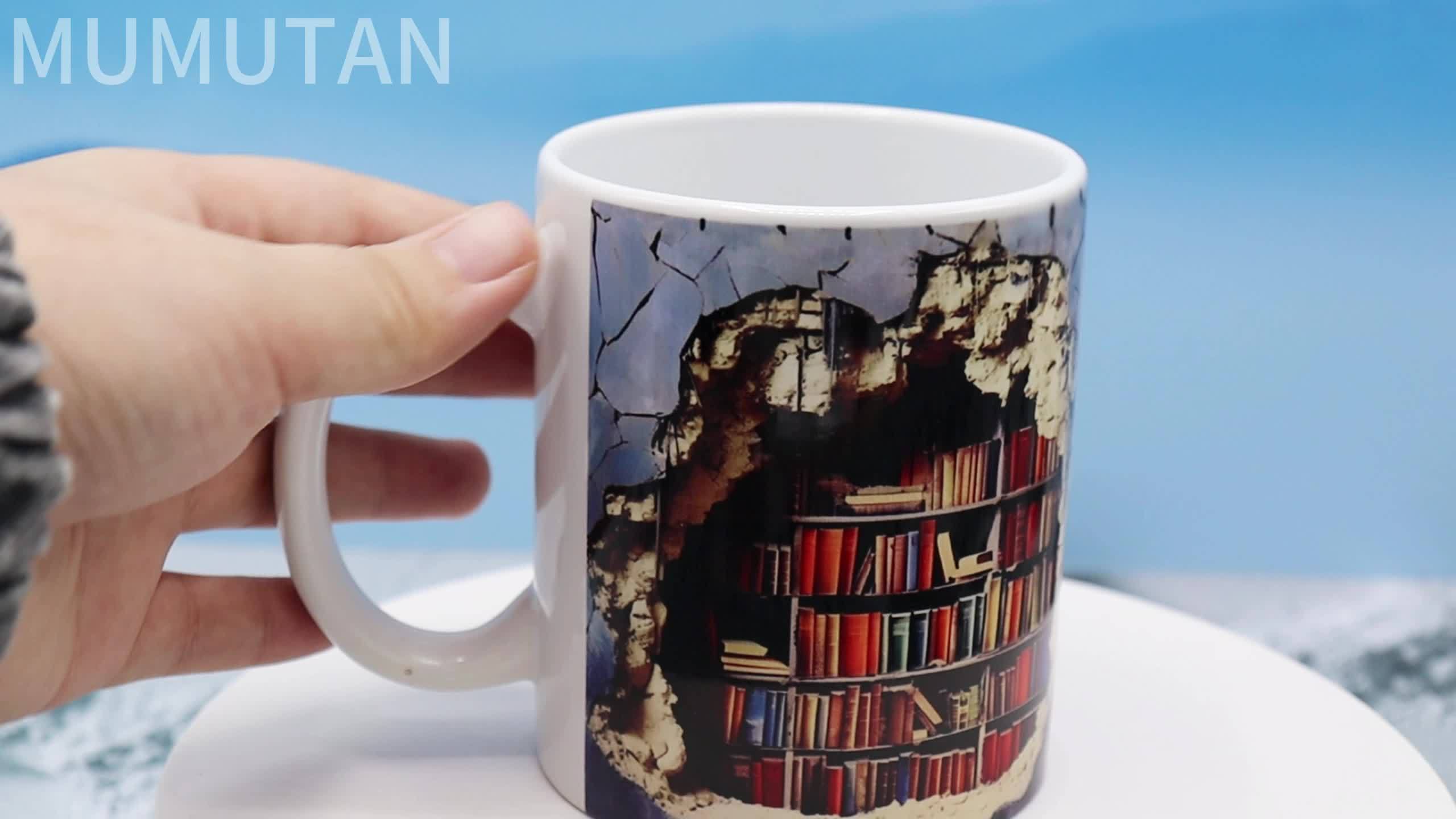 3D Bookshelf Mug，A Library Shelf Cup，Creative Space Design Multi-Purpose  Mugs，3D White Mugs，Book Lovers Coffee Mug，A Gift for Readers