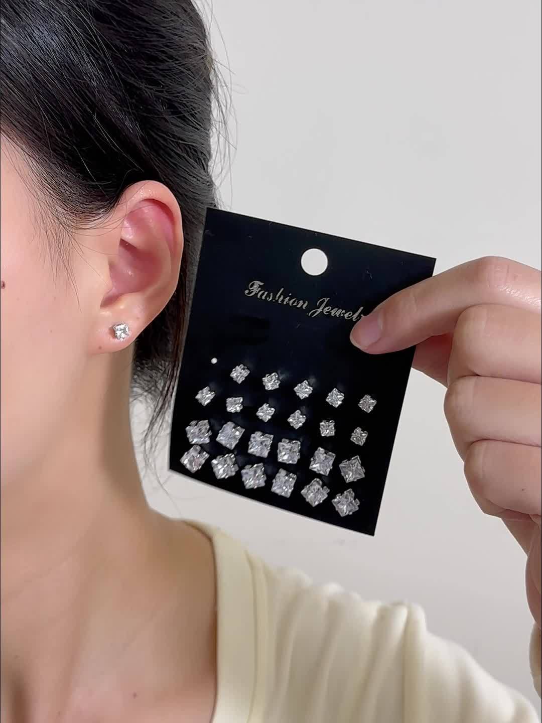 72-24pcs Women's Fashion Geometric Stud Earrings Set