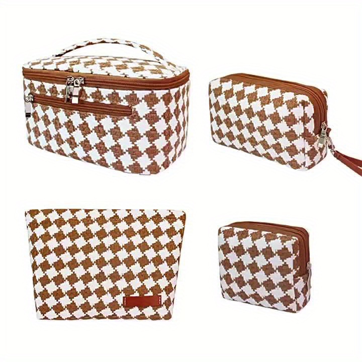 Portable Plaid Pattern Cosmetic Bag, Waterproof Makeup Storage Bag, Travel  Accessories Toiletry Bag - Temu Israel