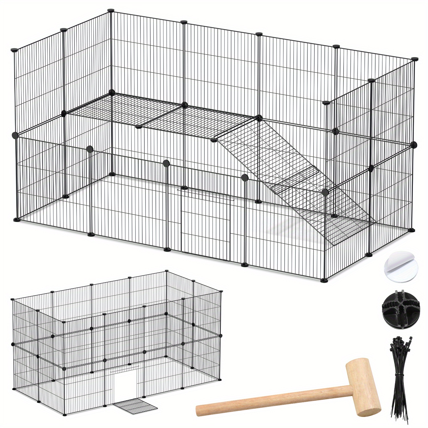 TEMU Sonnewelt Enclos d' pour lapins en métal, avec porte, extensible, pour intérieur et extérieur, 24 pièces