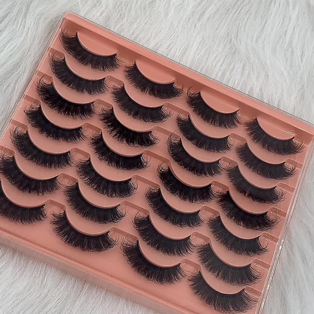 14 Pairs Faux Mink Lashes Strip False Eyelashes Thick Volume Fluffy Lightweight