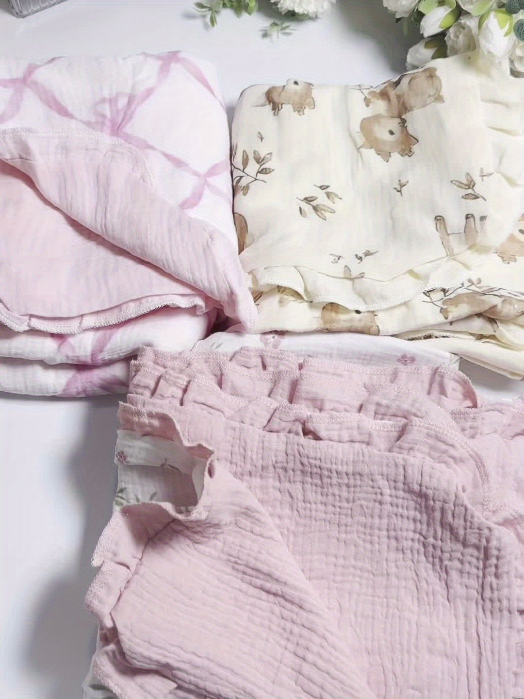 Flounce Muslin Cotton Baby Blanket for Infants and Toddlers, Ultra-Soft Lightweight 40"x36", Multiple Colors