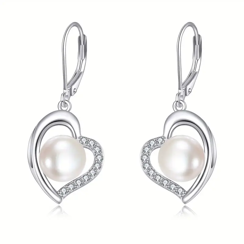 pearl dangle earrings for women 925 sterling silver   pearl drop earrings white   pearl earrings dangling wedding jewelry birthday for women her Product details 1