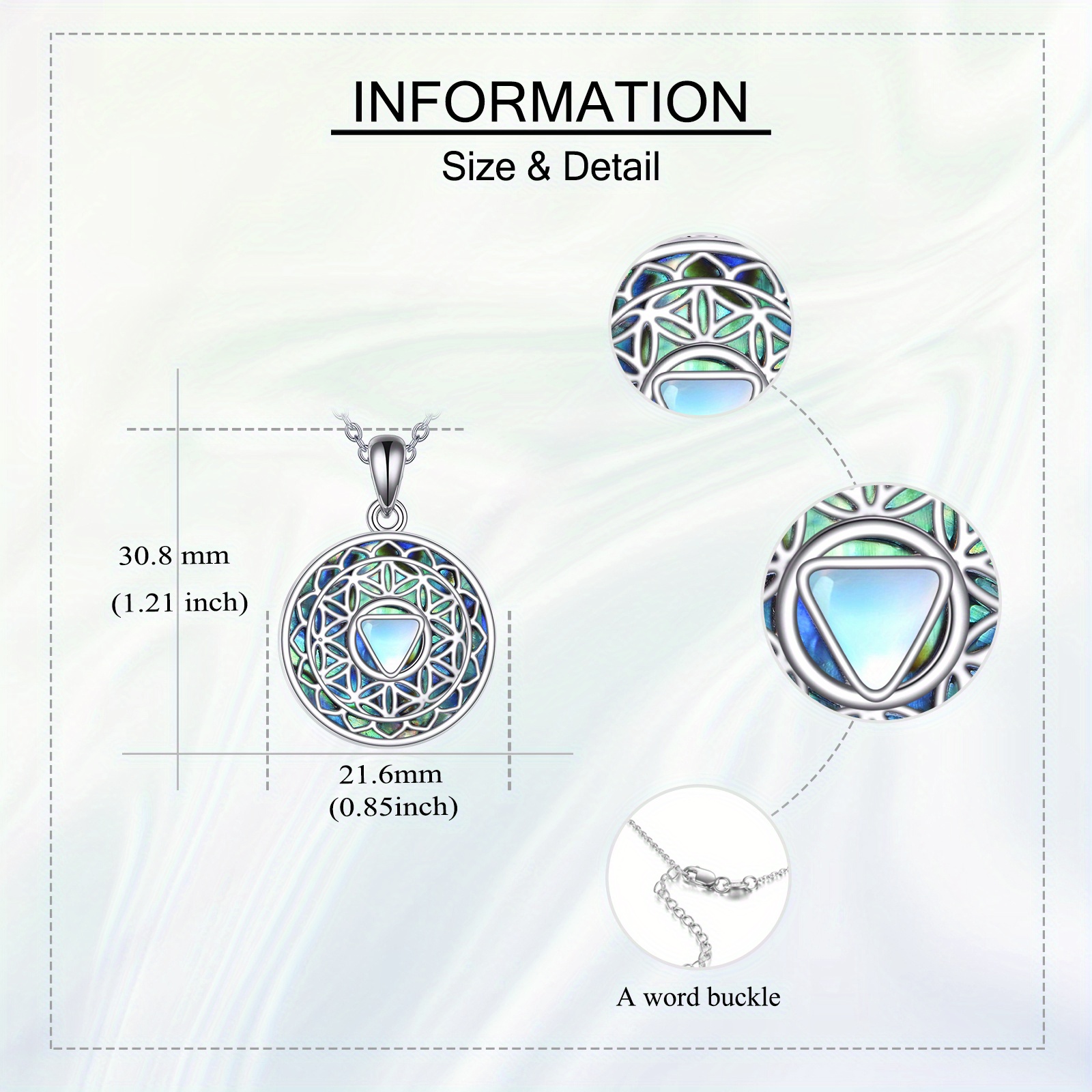Women's 925 Sterling Silver Abalone Shell Sobriety Pendant Necklace
