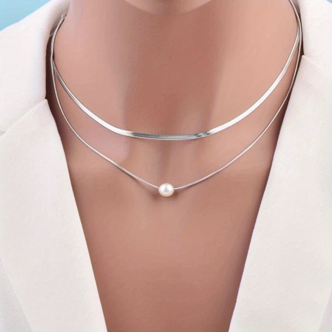 2pc Fashionable Chain-Style Stainless Steel Necklace Set