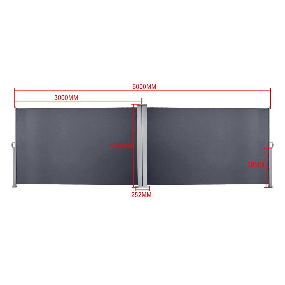 Image of Extendable Side Awning In Gray With Floor Mount, Retractable Privacy Screen And Sunshade For , Patios, And Gardens