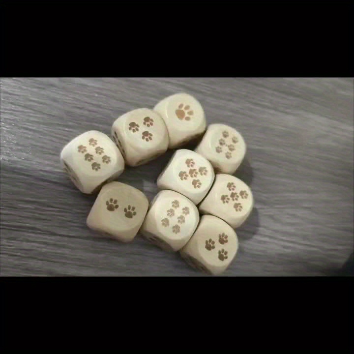 6pcs Wooden Novelty Bear Paw Pattern Dice for Board Games
