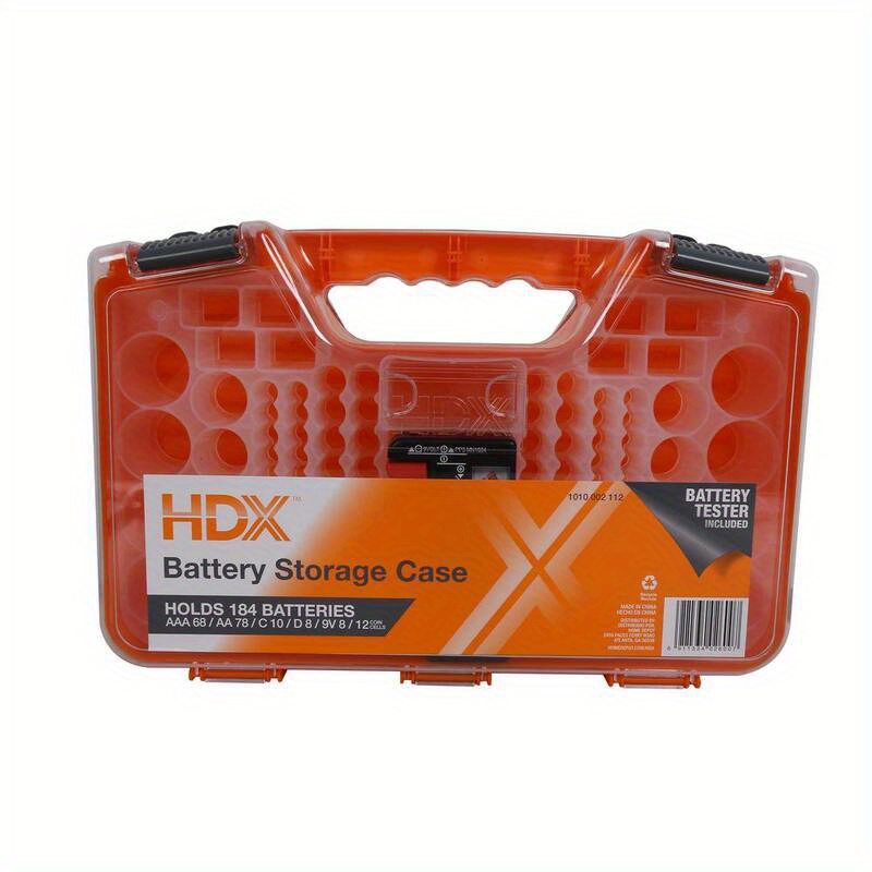 

1pc Hdx Battery Tester - Plastic Organizer For 184 Batteries, - Aaa/aa/c/d/9v, Portable Box , , & For