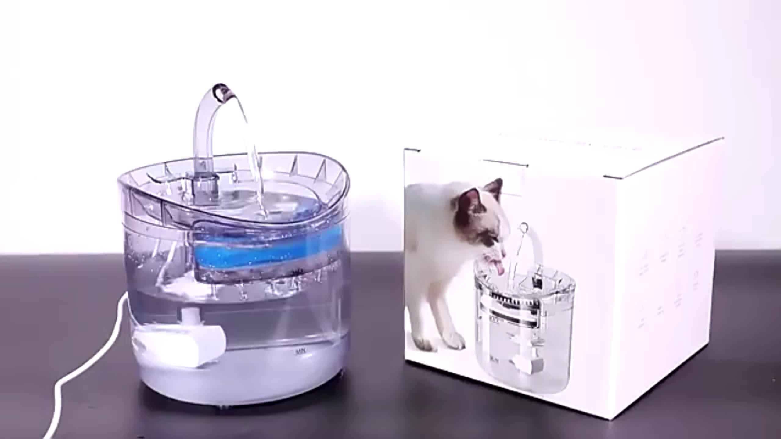 Fuente de agua para gatos HAPUP, dispensador de agua para perros, de 1.8  litros, fuente automática de agua potable transparente para mascotas,  mejorada con dos filtros de repuesto, una bomba silenciosa de