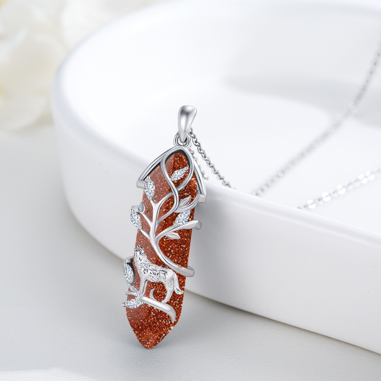 Wolf Necklace Sterling Silvery Wolf Pendant Gift For Women And