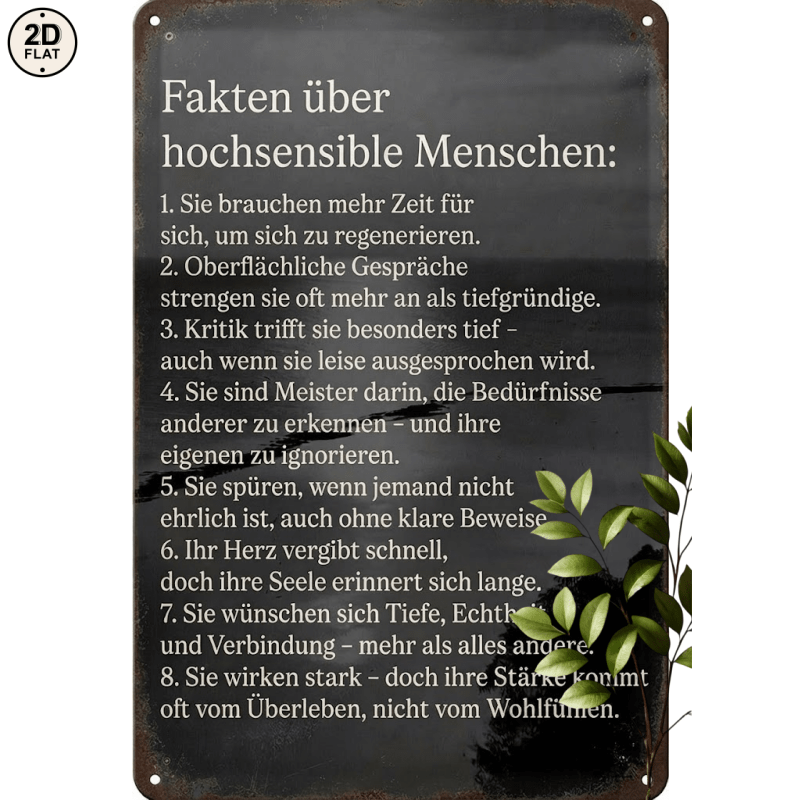 Image of 2d Flat, 1pc Metal Sign. Facts About Sensitive People Psychology Guide Perfect For Home, Office, Bar, Outdoor Decor 20x30cm 2d Flat, 2d Flat