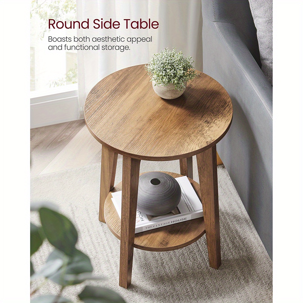TEMU Table d'appoint ronde avec étagère inférieure, table de chevet pour salon, table de bout pour , chambre, gris fumé