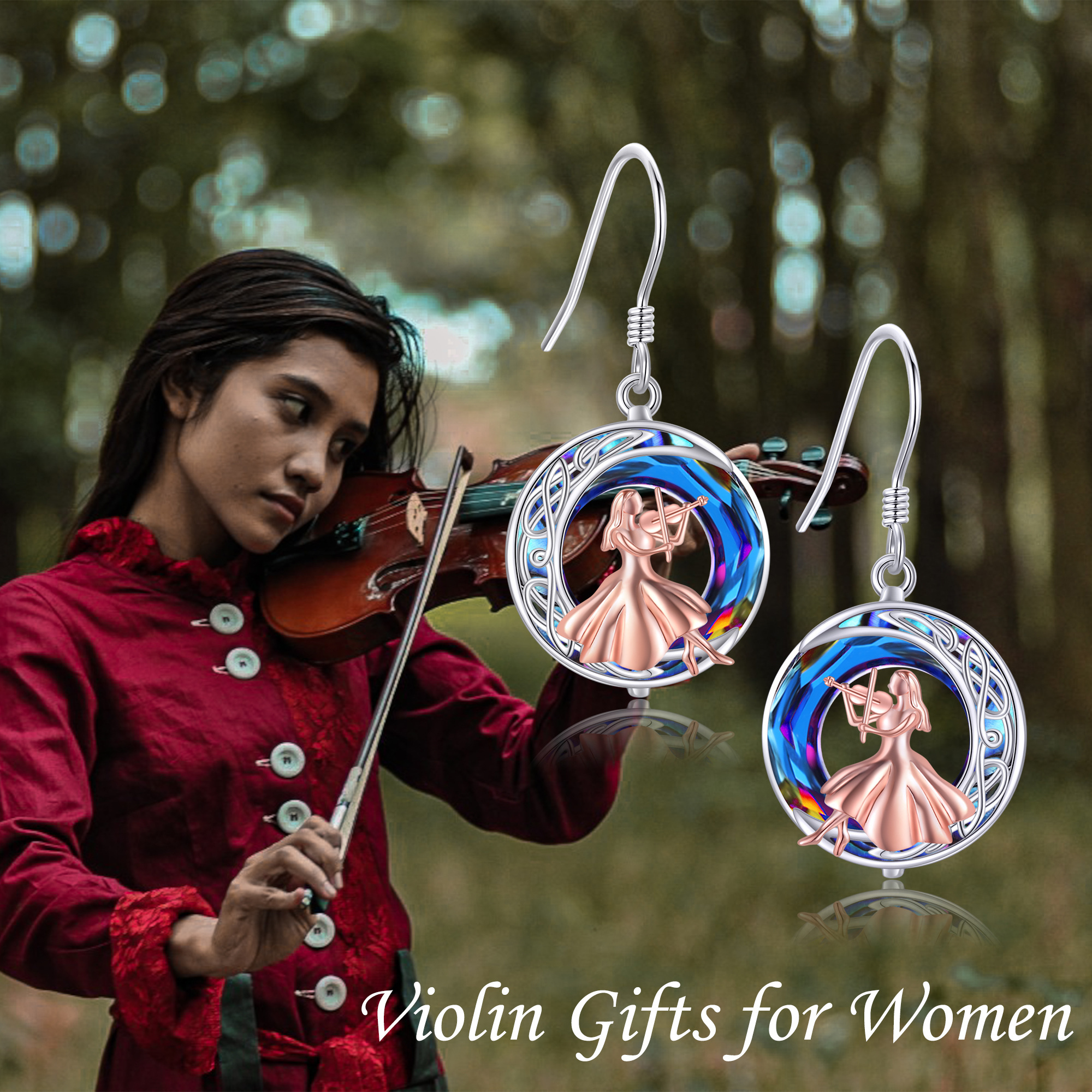 jeabzel 925 sterling silvery violin earrings for women elegant   ideal gift for violin enthusiasts everyday special occasions everyday earrings minimalist earrings durable earrings violin accessories Product details 2