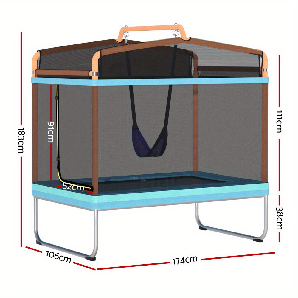 6ft trampoline for kids w enclosure safety net swing rectangle orange Product details 2