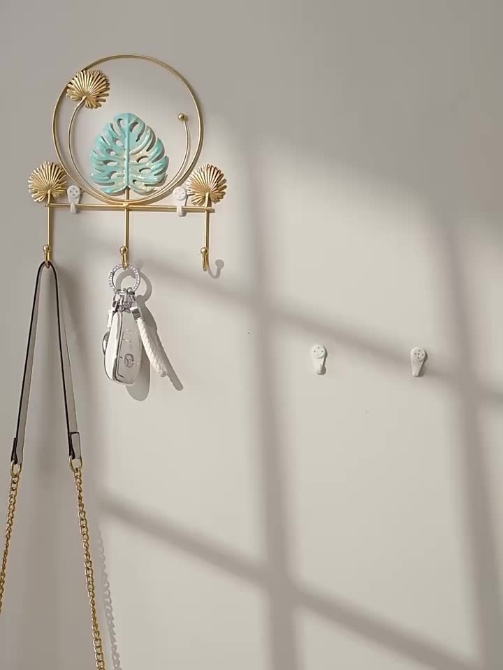 Coat Hooks Wall-Mounted Coat Rack with 7 Hooks Nordic Style Wall Art Metal  Wall Decor Key Hook for Living Room Entrance,76x34x7CM