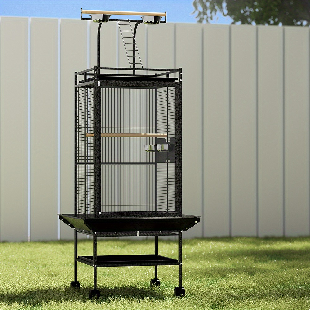 i pet large 155cm bird cage with wheels casters durable wrought iron aviary stand alone design non toxic powder coated   pyramid   area   for parrots budgies small to medium birds bird cage mobility   bird home sturdy construction bird cage accessories Product details 0
