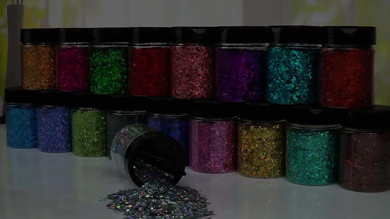 Holographic Chunky Glitter Black Craft Glitter Powder Mixed - Temu