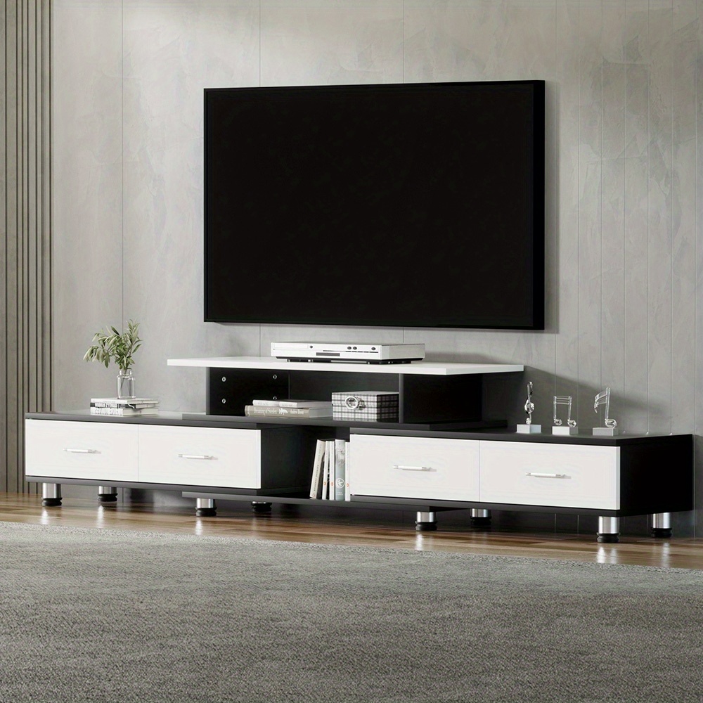   extendable tv cabinet entertainment unit 160cm to 220cm modern open storage design hardwood construction easy assembly versatile for living room or home theater   Product details 0