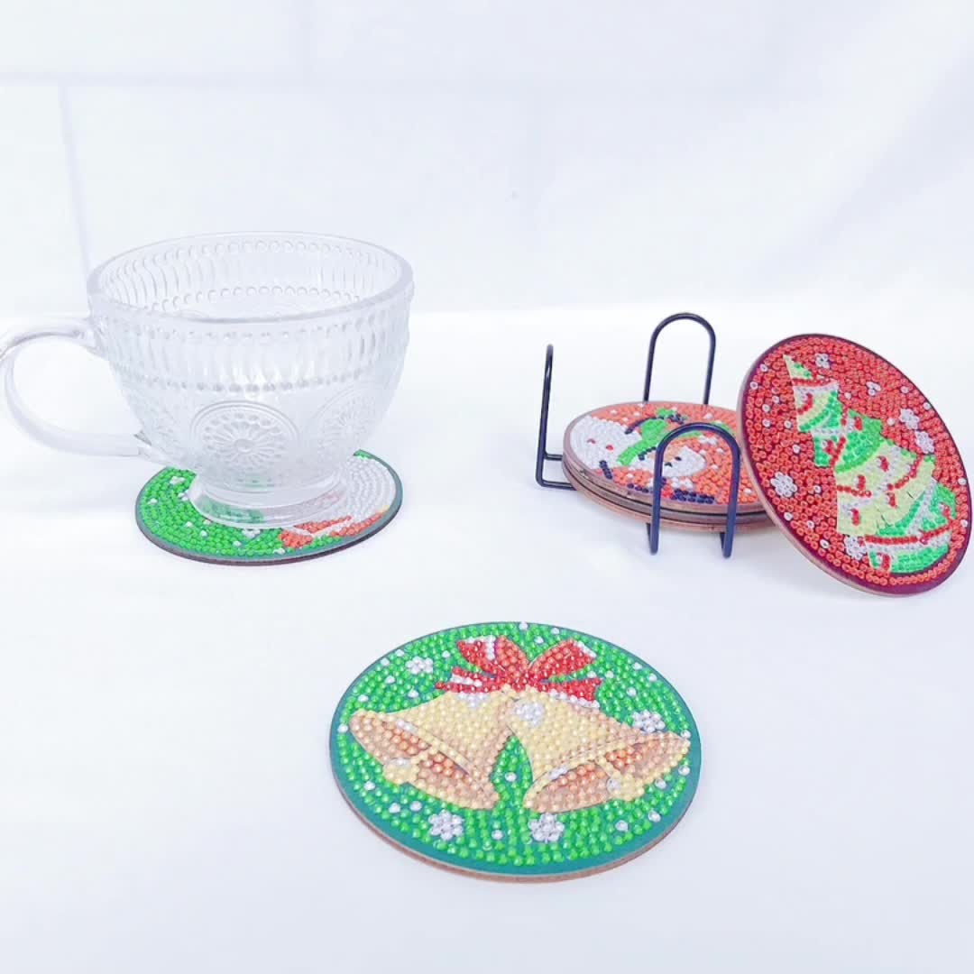 Christmas Artificial Diamond Art Coasters Diy Christmas - Temu