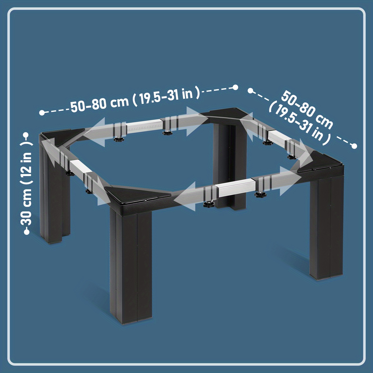 Adjustable Washing Machine Base, Washing Machine Base, For Washing Machine, Dryer, 50-80cm Adjustable, With Anti-vibration And Anti-slip Pads, Load Capacity 400kg, Black