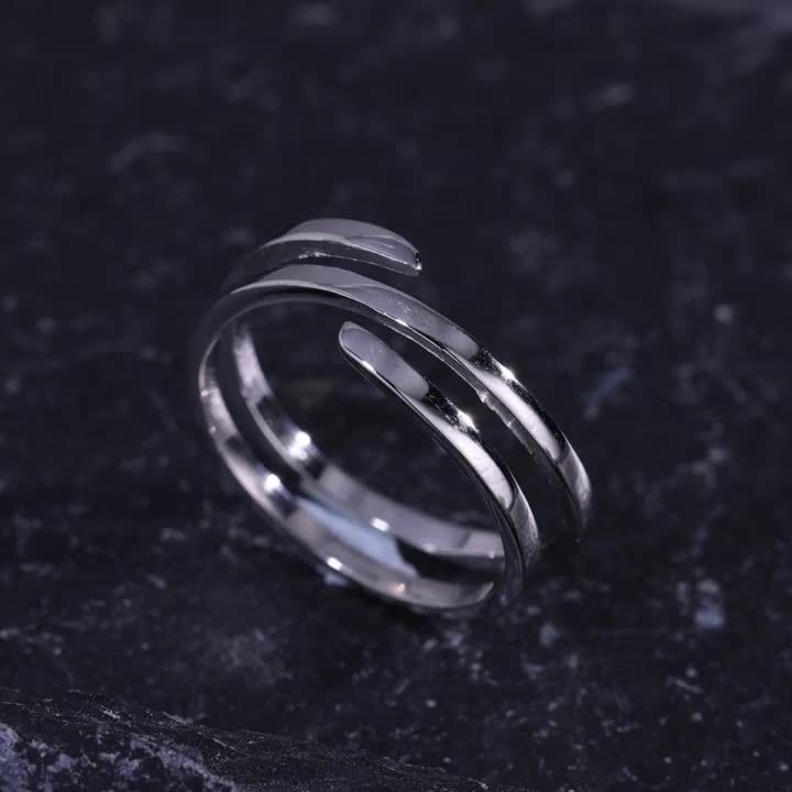 S925 Silvery Wrap Open Ring
