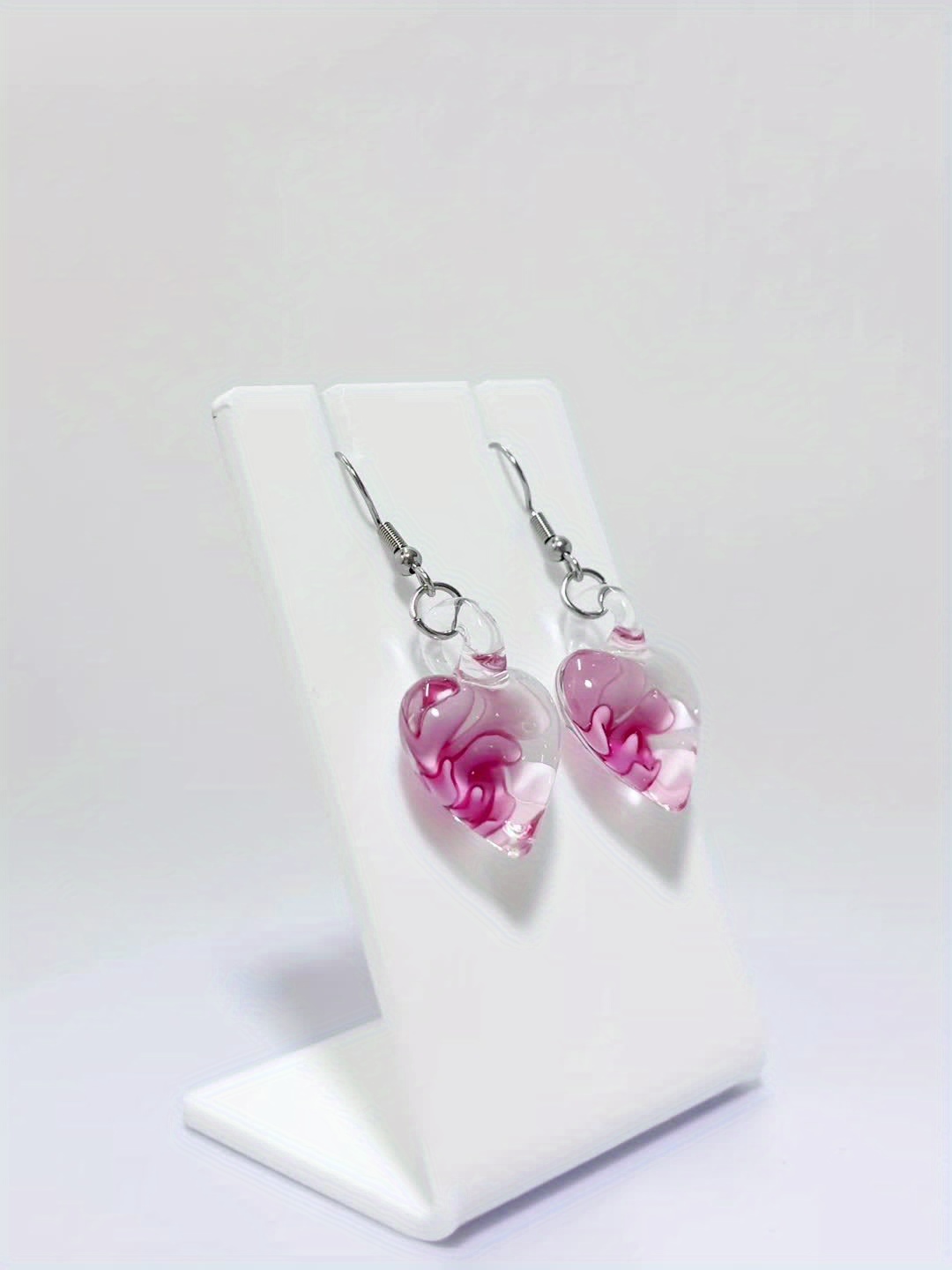 Women's Hand-Blown Heart Pendant Earrings