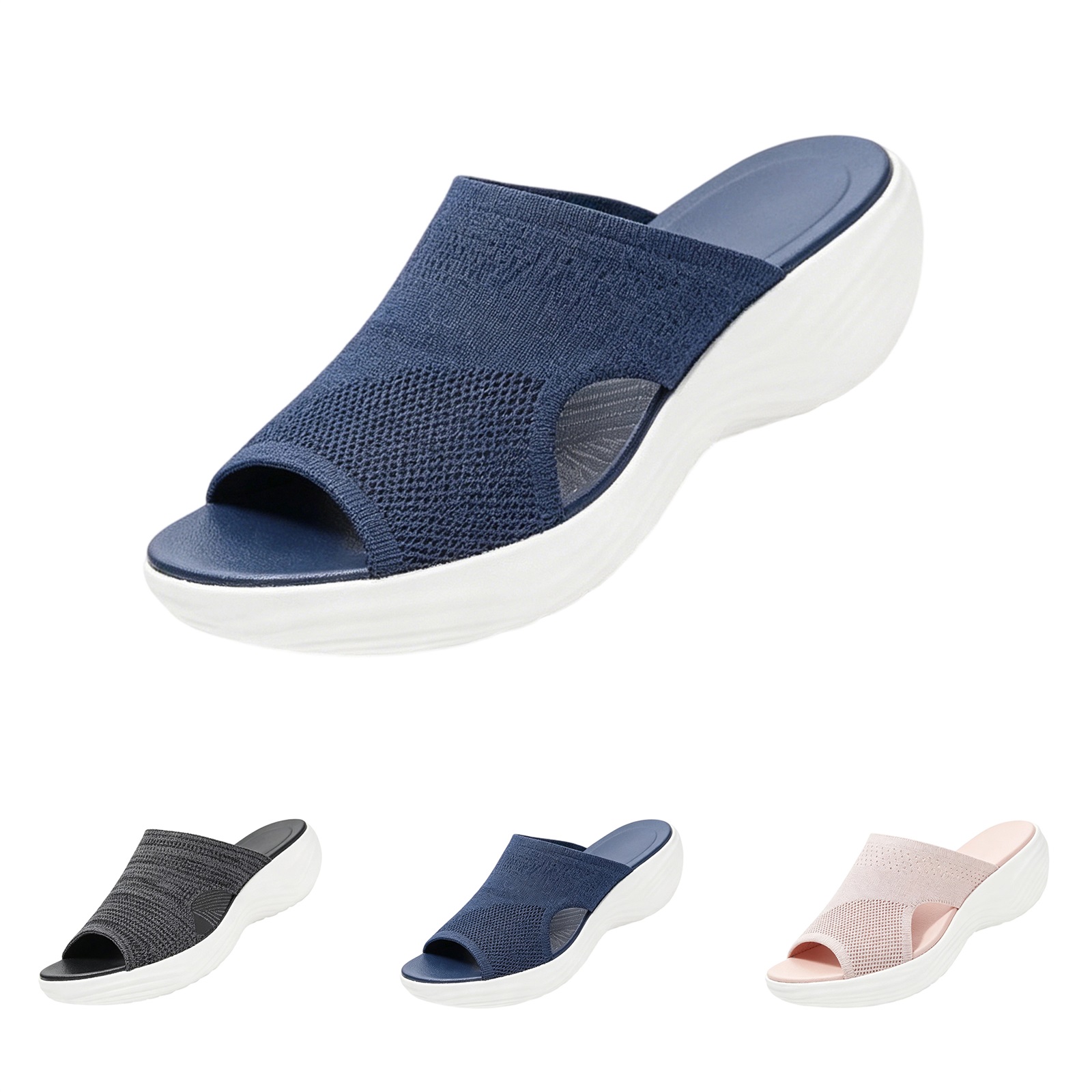 item picture slides womens plus size mesh slip on   toe casual slides women shoes