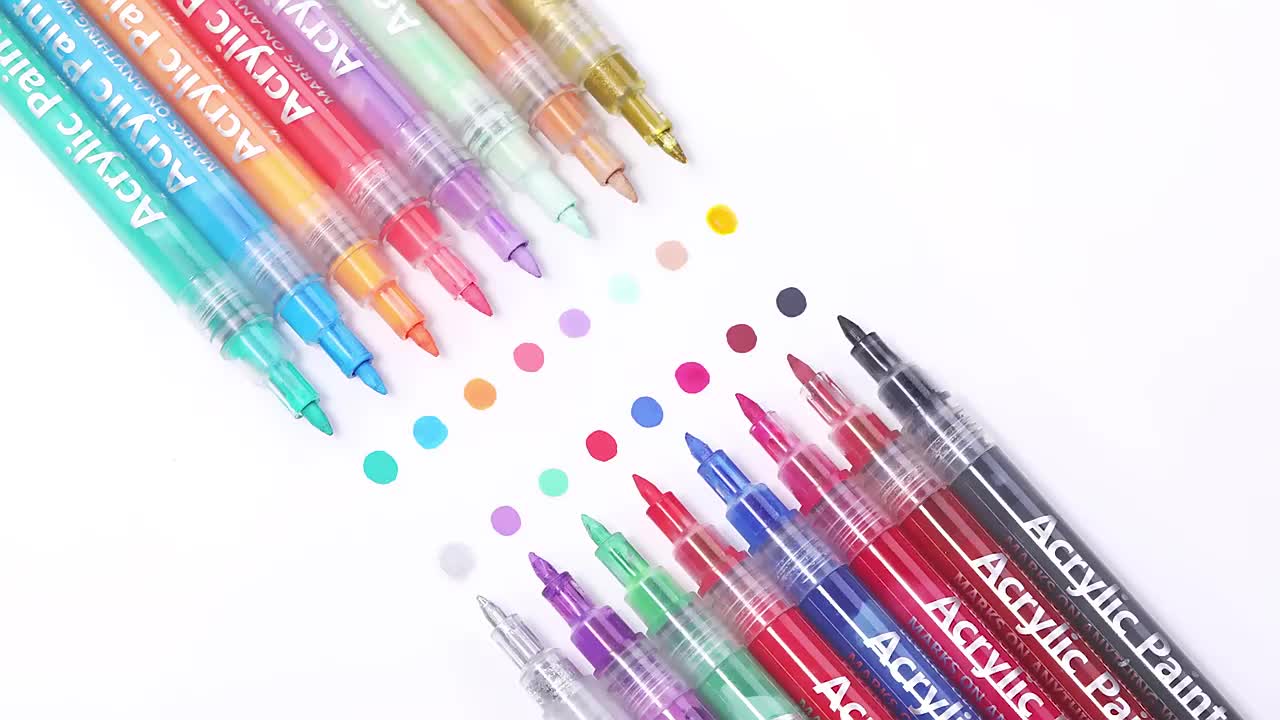 12 Vibrant Colors Acrylic Paint Pens Waterproof Permanent - Temu