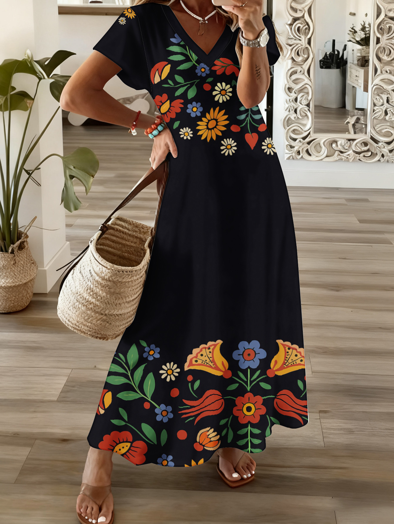flowy black dress sold on Temu United States