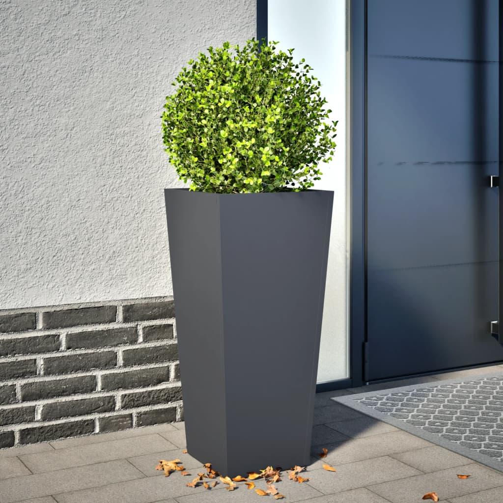 1pc Tomshoo Modern Steel Planter, 35x35x75cm Outdoor Garden Pot, Tall Flower Container For Landscaping And Patio Decor