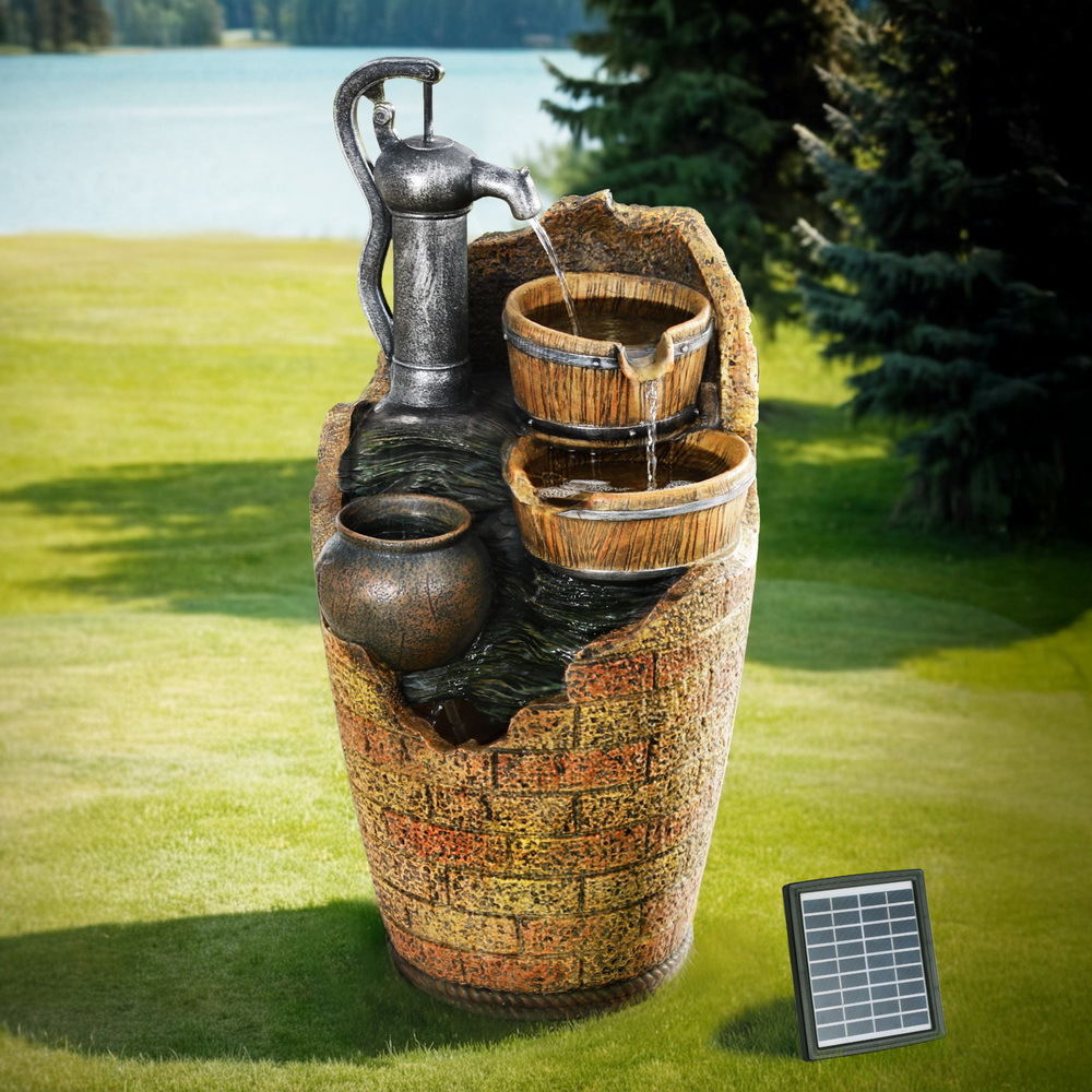   solar fountain water feature outdoor cascading hand pump design 80cm Product details 0