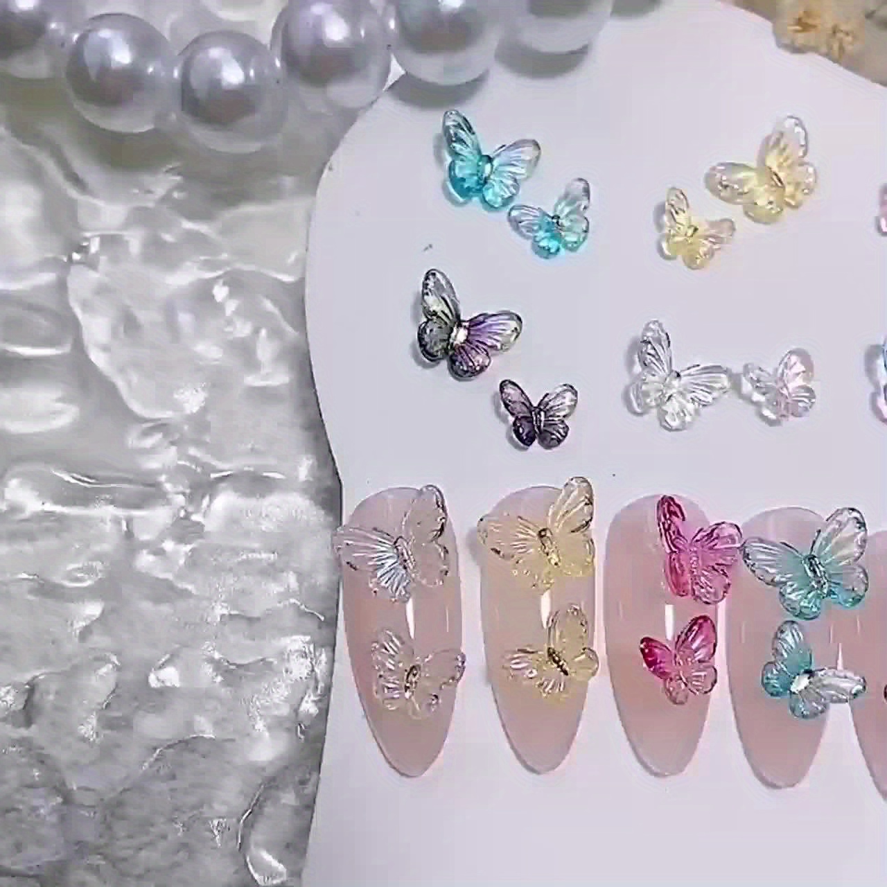 Cute 30PCS Butterfly Nail Decoration Multi-colored Fresh DIY Nail Resin  Drill Nail Art Aurora Butterfly Drill Manicure Ornament